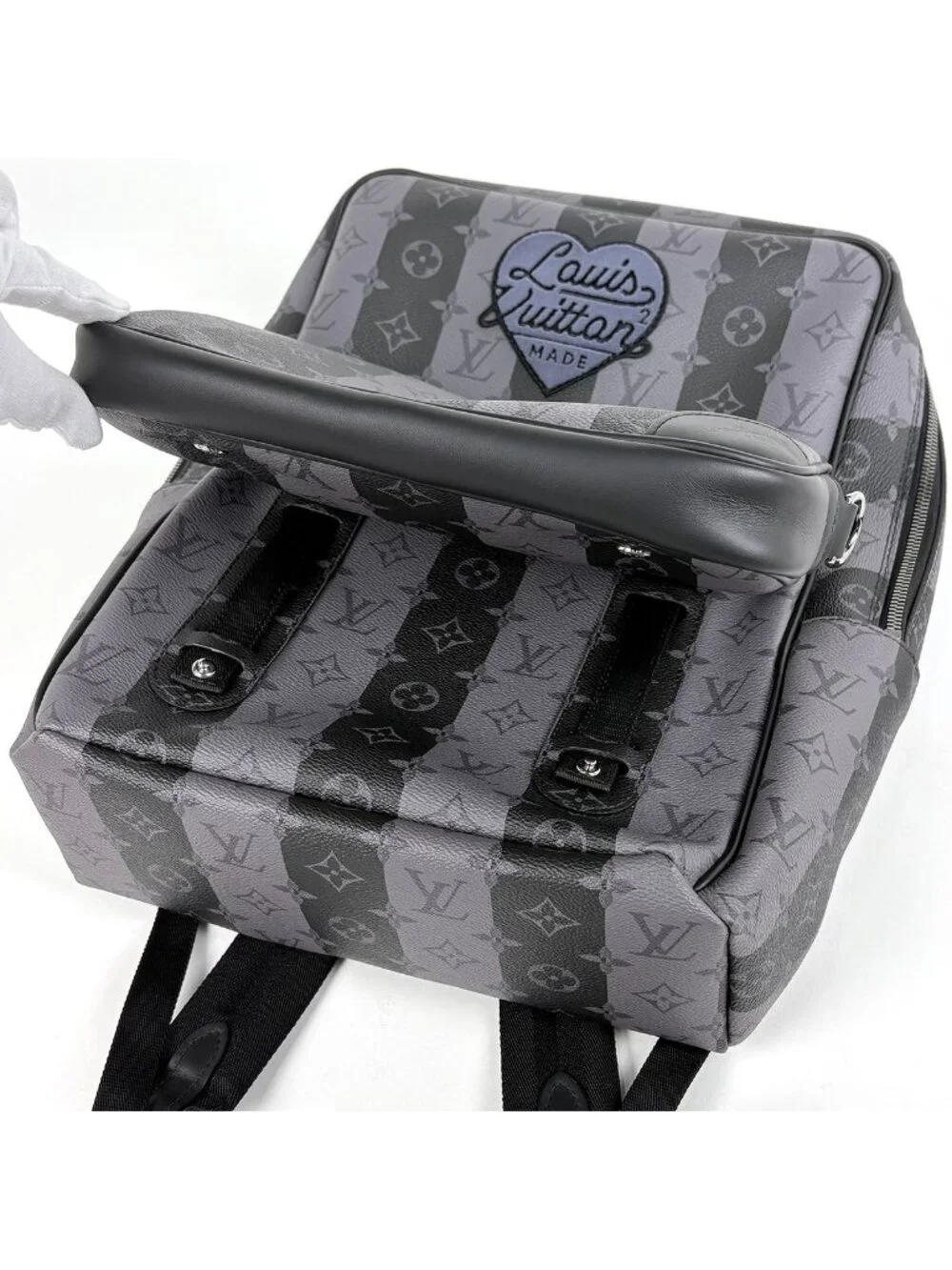Louis Vuitton Modular Backpack Monogram Stripe 2-Way Eclipse Black Gray